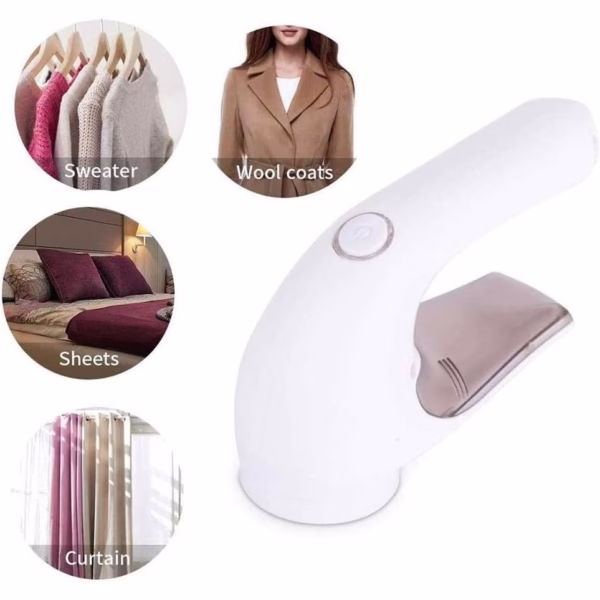 Aparat Pentru Curatat Scame, Par Si Praf, Flippy, Trimmer pentru Diferite Tipuri De Material, Cu Lame Din Otel Inoxidabil, Maner Ergonomic, Incarcare Prin USB, 15x6x9 cm, Alb - imagine 3