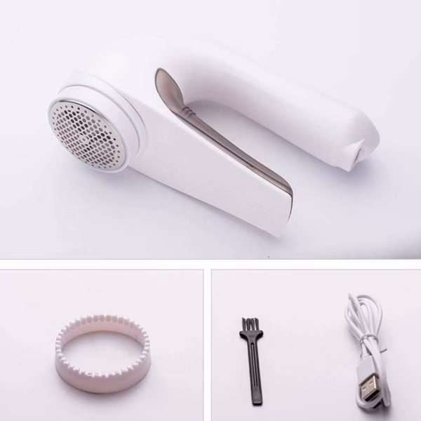 Aparat Pentru Curatat Scame, Par Si Praf, Flippy, Trimmer pentru Diferite Tipuri De Material, Cu Lame Din Otel Inoxidabil, Maner Ergonomic, Incarcare Prin USB, 15x6x9 cm, Alb - imagine 5