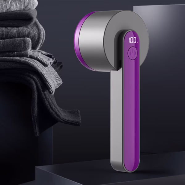 Aparat Pentru Curatat Scame, Par Si Praf, Flippy, Trimmer pentru Diferite Tipuri De Material, Cu Lame Din Otel Inoxidabil, Maner Ergonomic, Incarcare Prin USB, Negru Mov - imagine 2