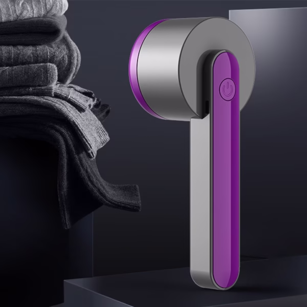 Aparat Pentru Curatat Scame, Par Si Praf, Flippy, Trimmer pentru Diferite Tipuri De Material, Cu Lame Din Otel Inoxidabil, Maner Ergonomic, Incarcare Prin USB, Negru Mov - imagine 3