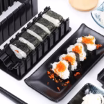 Aparat pentru Sushi, Flippy, Set 7 Accesorii pentru Sushi, Ofera 3 Forme de Design, Rotund, Triunghi, Inimioare, Negru - imagine 2