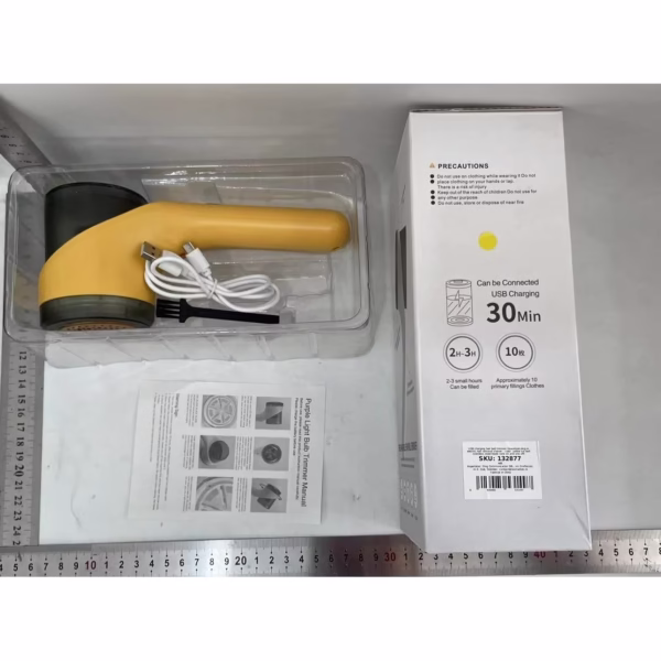 Aparat Scame si Par Haine, Flippy, Electric, USB inclus, Periuta Curatare, pentru Diferite Tesaturi, 3 Trepte, 20.5 x 8.8 x 7 cm, Galben - imagine 2