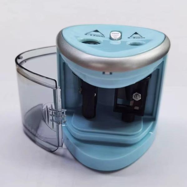 Ascutitoare Electrica cu 2 Gauri, Flippy, Gri, Baterii 4 x AA (neincluse), 7.5 x 7.5 x 7.5 cm, Albastru - imagine 5