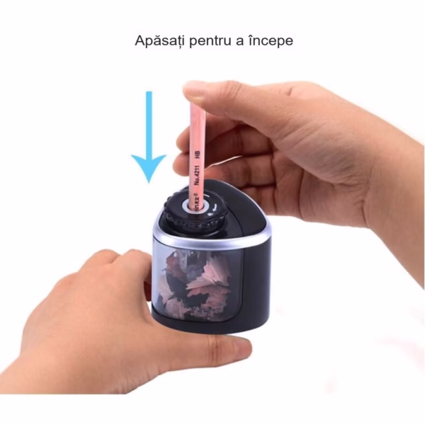 Ascutitoare Electrica Semi-Automata, Flippy, din Plastic, Baterii 2 x AA (neincluse), 6.5 x 6.5 x 7.5 cm, Negru - imagine 3
