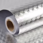 Autocolant de Bucatarie, Flippy, Autoadeziv, Impermeabil, Rezistent la Temperaturi Ridicate, din PVC, 40 x 300 cm, Model Cub 3D, Argintiu