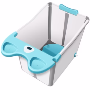 Cada Pliabila pentru Baie, Flippy, din PP+TPE, pentru Copii +6 Luni, Model Ursulet, Scaun de Interior, Detasabil, 82 x 50 x 54 cm, Albastru