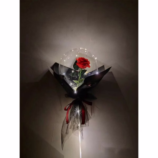 Trandafir in Balon LED cu Lumini, Flippy, Tip Buchet, Diametru 35 cm, Rosu - imagine 4