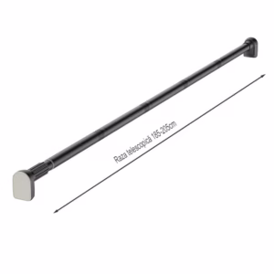 Bara Telescopica Multifunctionala, Flippy, din Otel Inoxidabil si ABS, Utilizare Universala, Extensie 185 - 205 cm, Fara Perforare Perete, Gri