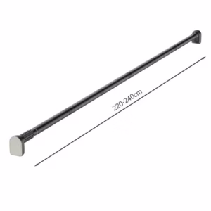 Bara Telescopica Multifunctionala, Flippy, din Otel Inoxidabil si ABS, Utilizare Universala, Extensie 220 - 240 cm, Fara Perforare Perete, Gri