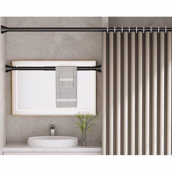 Bara Telescopica Multifunctionala, Flippy, din Otel Inoxidabil, Utilizare Universala, Retractabila 107 - 195 cm, Fara Perforare Perete, Negru - imagine 2