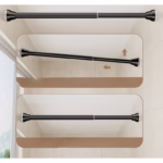 Bara Telescopica Multifunctionala, Flippy, din Otel Inoxidabil, Utilizare Universala, Retractabila 107 - 195 cm, Fara Perforare Perete, Negru - imagine 5