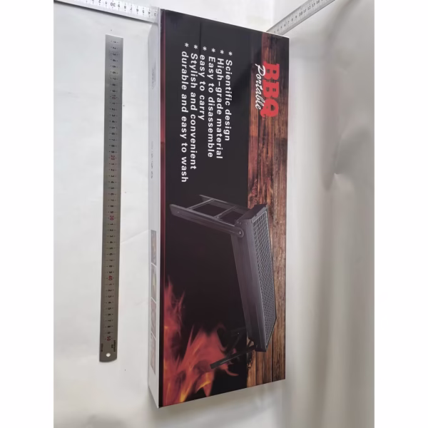 Gratar Portabil, Flippy, Confectionat din Metal, pentru Picnic, Gradina, Terasa, Camping, Dimensiuni Reduse, 60x22x23 cm, Negru - imagine 2