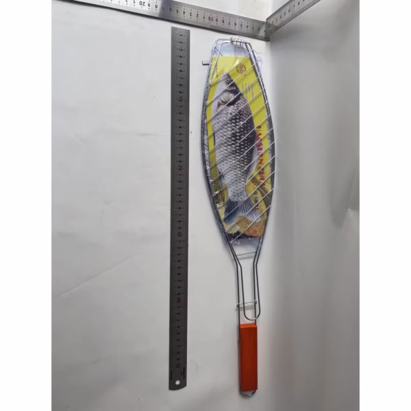 Gratar Grill Inox pentru Peste, Flippy, cu Maner, de Dimensiuni Reduse, Usor de Transportat si Depozitat, Argintiu, 56x12 cm - imagine 2