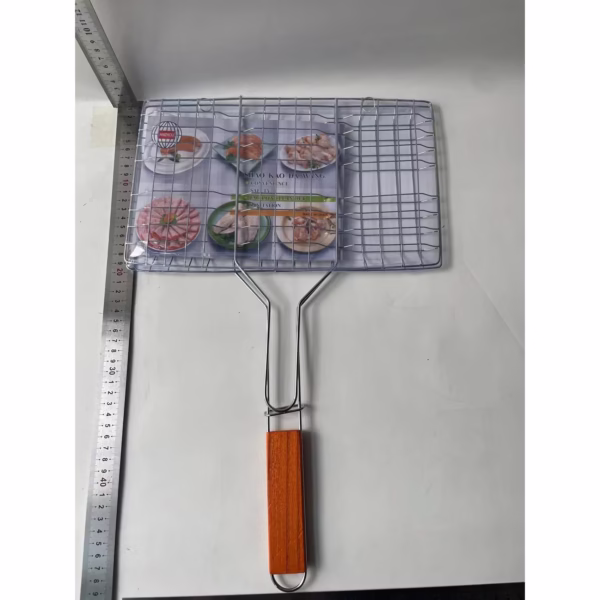 Gratar pentru Peste si Carne, Flippy, Suprafata Utila 32x19 cm, Otel Inoxidabil, cu Maner, Portabil, Argintiu - imagine 2