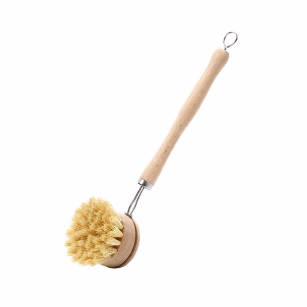 Perie de Curatat Vase si Alimente, Flippy, din Lemn de Fag cu Coada, 24 x 5.8 cm, Perie din Sisal, Crem - imagine 1