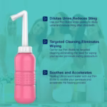 Bideu Portabil pentru Igiena Intima, Flippy, pentru Postpartum/ Postoperator, 450 mL, cu Capac si Husa Galbena, 29.5x7 cm, Culoare Recipient Roz - imagine 9