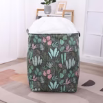 Cutie de Depozitare Pliabila, Flippy, Impermeabila, cu Snur, Capacitate 100 L, cu Manere, 50x50x40cm, Model Frunze, Verde - imagine 10