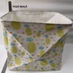 Cutie de Depozitare Pliabila, Flippy, Impermeabila, cu Snur, Capacitate 100 L, cu Manere, 50x50x40cm, Model Ananas, Galben - imagine 6
