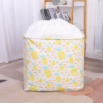 Cutie de Depozitare Pliabila, Flippy, Impermeabila, cu Snur, Capacitate 100 L, cu Manere, 50x50x40cm, Model Ananas, Galben - imagine 2