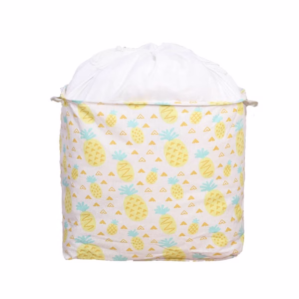Cutie de Depozitare Pliabila, Flippy, Impermeabila, cu Snur, Capacitate 100 L, cu Manere, 50x50x40cm, Model Ananas, Galben - imagine 1