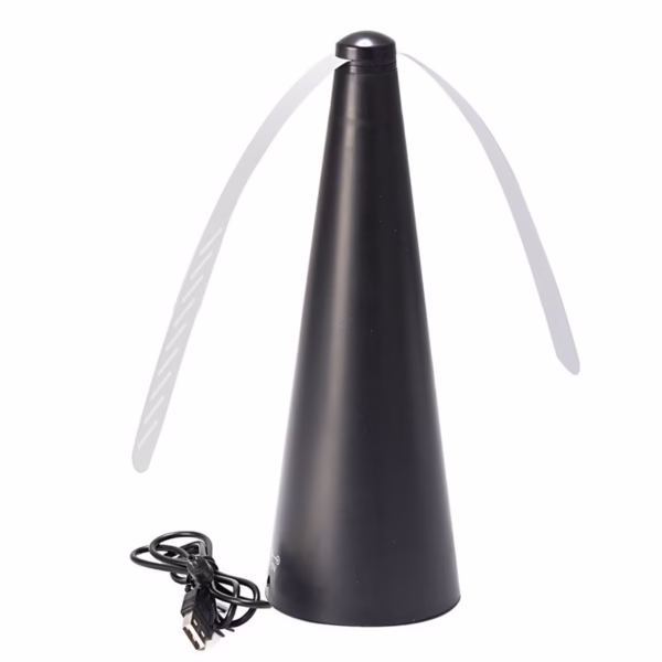 Ventilator Exterior, Flippy, Repelent pentru Muste/Tantari, Cablu USB, Slot Baterii, 9 x 9 x 20 cm, Negru - imagine 1