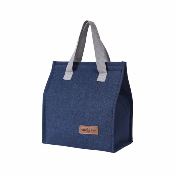 Geanta termoizolanta tip bento bag Flippy, camping cooler bag, Aluminiu, 22.5 x 13 cm, 3.3 L, albastru - imagine 1