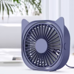 Mini ventilator pentru birou cu usb, Flippy, rotire 360 grade, 3 viteze, 13.5 x 12,8 cm, Albastru - imagine 2