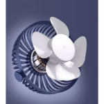 Mini ventilator pentru birou cu usb, Flippy, rotire 360 grade, 3 viteze, 13.5 x 12,8 cm, Albastru - imagine 3