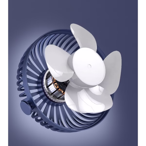 Mini ventilator pentru birou cu usb, Flippy, rotire 360 grade, 3 viteze, 13.5 x 12,8 cm, Albastru - imagine 3