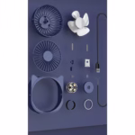 Mini ventilator pentru birou cu usb, Flippy, rotire 360 grade, 3 viteze, 13.5 x 12,8 cm, Albastru - imagine 4