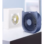 Mini ventilator pentru birou cu usb, Flippy, rotire 360 grade, 3 viteze, 13.5 x 12,8 cm, Albastru - imagine 5