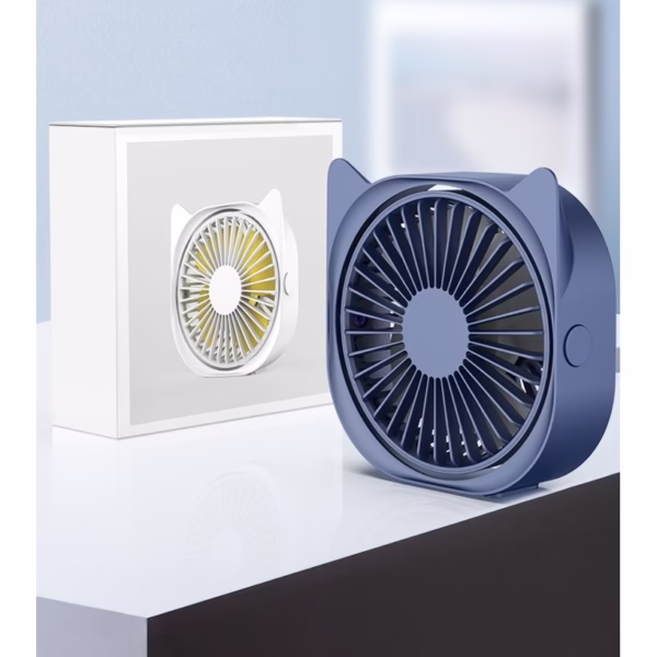 Mini ventilator pentru birou cu usb, Flippy, rotire 360 grade, 3 viteze, 13.5 x 12,8 cm, Albastru - imagine 5