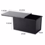 Tava pentru Paine, Flippy, din Otel Carbon, 450 g, cu Capac, Antiaderenta, 21 x 11 x 11.5 cm, Negru - imagine 5