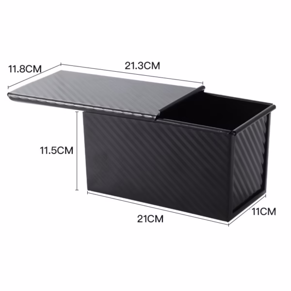 Tava pentru Paine, Flippy, din Otel Carbon, 450 g, cu Capac, Antiaderenta, 21 x 11 x 11.5 cm, Negru - imagine 5