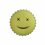 Burete de Vase, Flippy, Rotund, din Burete PU, Model Smiley Face, Doua Fete, 10 x 4 cm, Galben