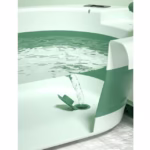 Cada de Baie, Flippy, pentru Copii 0 luni - 6 Ani, cu Termometru, Pliabila, Perna Suport Inclusa, din Plastic, 81.5 x 49 x 21.5 cm, Verde - imagine 2