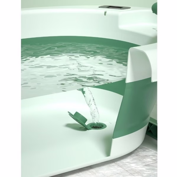 Cada de Baie, Flippy, pentru Copii 0 luni - 6 Ani, cu Termometru, Pliabila, Perna Suport Inclusa, din Plastic, 81.5 x 49 x 21.5 cm, Verde - imagine 2