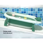 Cada de Baie, Flippy, pentru Copii 0 luni - 6 Ani, cu Termometru, Pliabila, Perna Suport Inclusa, din Plastic, 81.5 x 49 x 21.5 cm, Verde - imagine 4