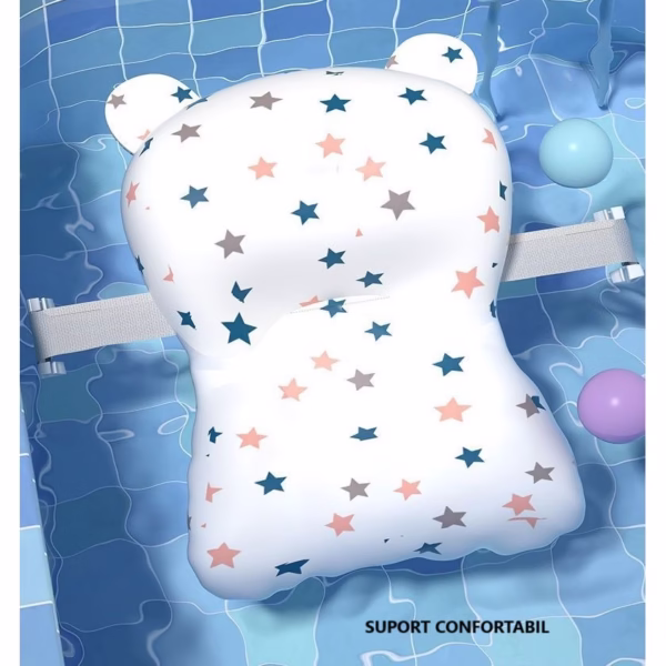 Cada de Baie, Flippy, pentru Copii 0 luni - 6 Ani, cu Termometru, Pliabila, Perna Suport Inclusa, din Plastic, 81.5 x 49 x 21.5 cm, Mov - imagine 5