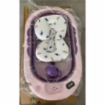 Cada de Baie, Flippy, pentru Copii 0 luni - 6 Ani, cu Termometru, Pliabila, Perna Suport Inclusa, din Plastic, 81.5 x 49 x 21.5 cm, Mov - imagine 6