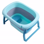 Cada Pliabila pentru Baie, Flippy, din PP+TPE, pentru Copii 0-6 Ani, cu Picioare, Suport de Sezut, Scurgere Etans, 80 x 52 x 42 cm, Albastru - imagine 2