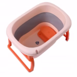 Cada Pliabila pentru Baie, Flippy, din PP+TPE, pentru Copii 0-6 Ani, cu Picioare, Suport de Sezut, Scurgere Etans, 80 x 52 x 42 cm, Portocaliu - imagine 5