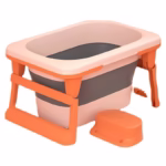 Cada Pliabila pentru Baie, Flippy, din PP+TPE, pentru Copii 0-6 Ani, cu Picioare, Suport de Sezut, Scurgere Etans, 80 x 52 x 42 cm, Portocaliu - imagine 9