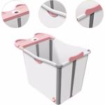 Cada Pliabila pentru Baie, Flippy, din PP+TPE, pentru Copii +6 Luni, Model Ursulet, Scaun de Interior, Detasabil, 82 x 50 x 54 cm, Roz - imagine 5