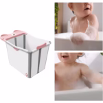 Cada Pliabila pentru Baie, Flippy, din PP+TPE, pentru Copii +6 Luni, Model Ursulet, Scaun de Interior, Detasabil, 82 x 50 x 54 cm, Roz - imagine 6