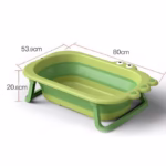Cada Pliabila pentru Baie, Flippy, din PP+TPR, pentru Copii 0-6 Ani, Model Crocodil, Dop de Scurgere, 80x54x21 cm, Verde - imagine 3