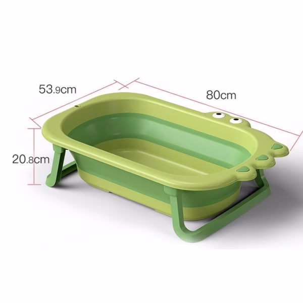 Cada Pliabila pentru Baie, Flippy, din PP+TPR, pentru Copii 0-6 Ani, Model Crocodil, Dop de Scurgere, 80x54x21 cm, Verde - imagine 3