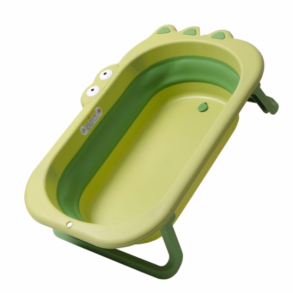 Cada Pliabila pentru Baie, Flippy, din PP+TPR, pentru Copii 0-6 Ani, Model Crocodil, Dop de Scurgere, 80x54x21 cm, Verde - imagine 1