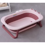 Cada Pliabila pentru Baie, Flippy, din PP+TPR, pentru Copii 0-6 Ani, Model Crocodil, Dop de Scurgere, 80x54x21 cm, Roz - imagine 2