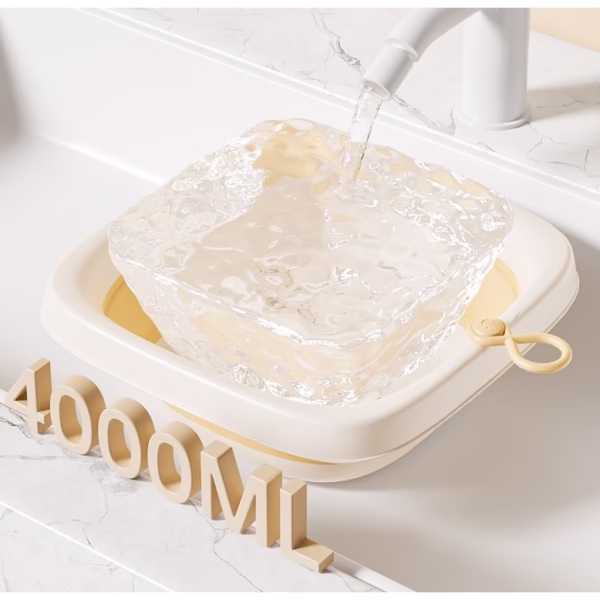 Cada Pliabila pentru Baie pentru Copii, Flippy, Cadita pentru Bebelusi, Model Patrat pentru Fata, Galben, 32x27.5x3.7 cm, 4 L - imagine 5